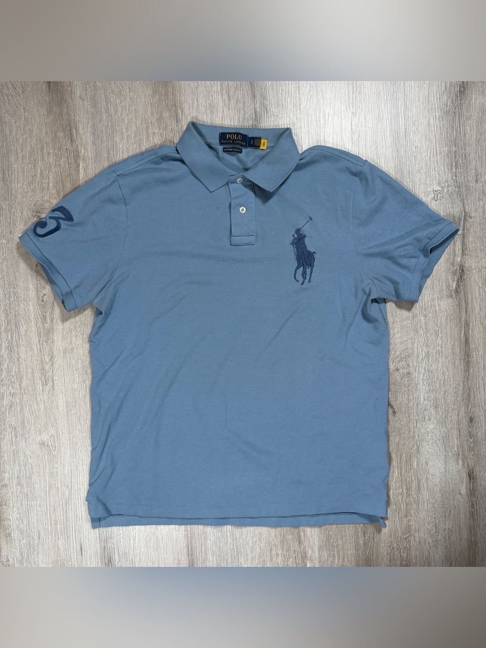 Ralph Lauren Light Blue Polo Shirt with Navy Logo